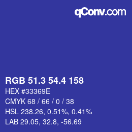 カラーコード: RGB 51.3 54.4 158 | qconv.com