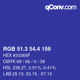 カラーコード: RGB 51.3 54.4 159 | qconv.com