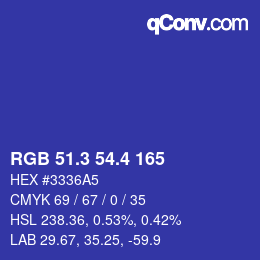 カラーコード: RGB 51.3 54.4 165 | qconv.com