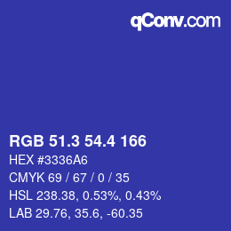 カラーコード: RGB 51.3 54.4 166 | qconv.com