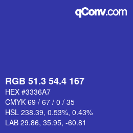 カラーコード: RGB 51.3 54.4 167 | qconv.com