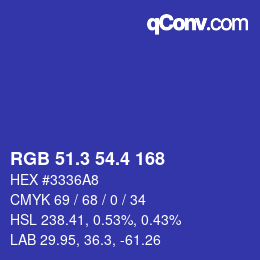 カラーコード: RGB 51.3 54.4 168 | qconv.com