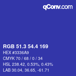 カラーコード: RGB 51.3 54.4 169 | qconv.com