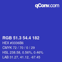 カラーコード: RGB 51.3 54.4 182 | qconv.com