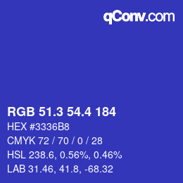 カラーコード: RGB 51.3 54.4 184 | qconv.com