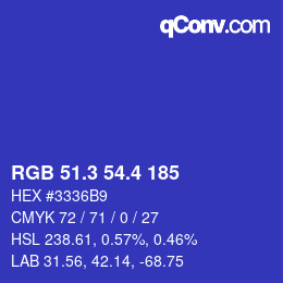 カラーコード: RGB 51.3 54.4 185 | qconv.com