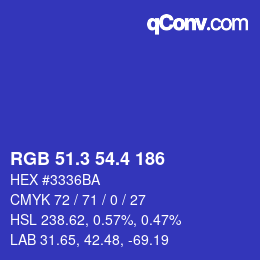 カラーコード: RGB 51.3 54.4 186 | qconv.com