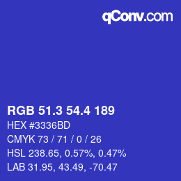 カラーコード: RGB 51.3 54.4 189 | qconv.com