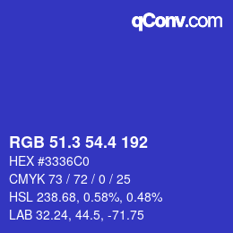カラーコード: RGB 51.3 54.4 192 | qconv.com