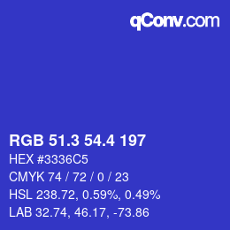 カラーコード: RGB 51.3 54.4 197 | qconv.com