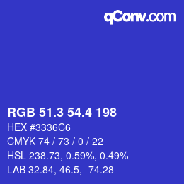 カラーコード: RGB 51.3 54.4 198 | qconv.com