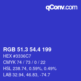 カラーコード: RGB 51.3 54.4 199 | qconv.com