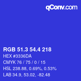 カラーコード: RGB 51.3 54.4 218 | qconv.com