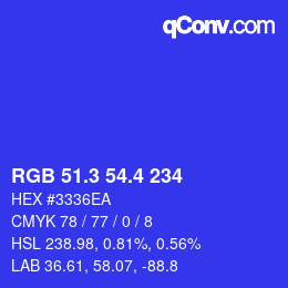 カラーコード: RGB 51.3 54.4 234 | qconv.com