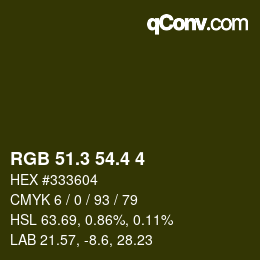 カラーコード: RGB 51.3 54.4 4 | qconv.com