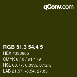 カラーコード: RGB 51.3 54.4 5 | qconv.com