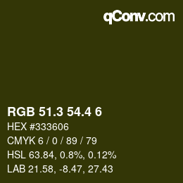 カラーコード: RGB 51.3 54.4 6 | qconv.com