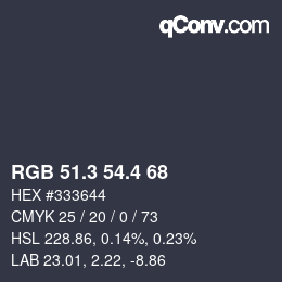 カラーコード: RGB 51.3 54.4 68 | qconv.com