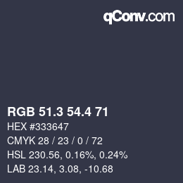 カラーコード: RGB 51.3 54.4 71 | qconv.com