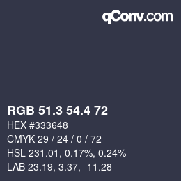 カラーコード: RGB 51.3 54.4 72 | qconv.com