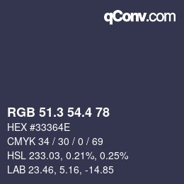 カラーコード: RGB 51.3 54.4 78 | qconv.com