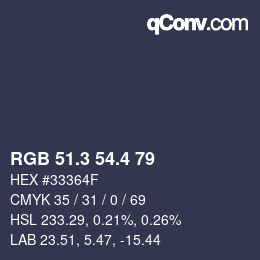 カラーコード: RGB 51.3 54.4 79 | qconv.com
