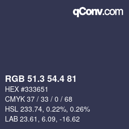 カラーコード: RGB 51.3 54.4 81 | qconv.com