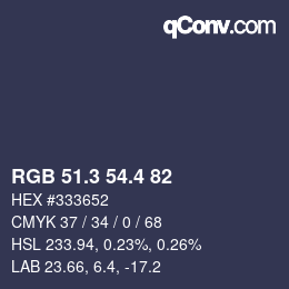 カラーコード: RGB 51.3 54.4 82 | qconv.com