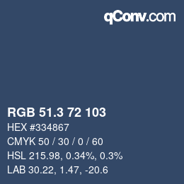 カラーコード: RGB 51.3 72 103 | qconv.com
