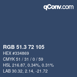 カラーコード: RGB 51.3 72 105 | qconv.com