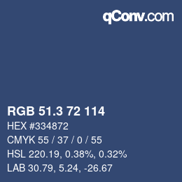 カラーコード: RGB 51.3 72 114 | qconv.com