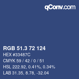 カラーコード: RGB 51.3 72 124 | qconv.com