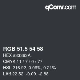 颜色代码: RGB 51.5 54 58 | qconv.com