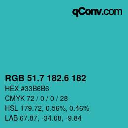 カラーコード: RGB 51.7 182.6 182 | qconv.com