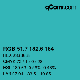 カラーコード: RGB 51.7 182.6 184 | qconv.com