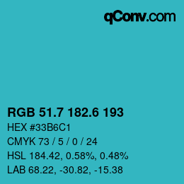 カラーコード: RGB 51.7 182.6 193 | qconv.com