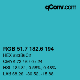 カラーコード: RGB 51.7 182.6 194 | qconv.com