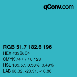 カラーコード: RGB 51.7 182.6 196 | qconv.com
