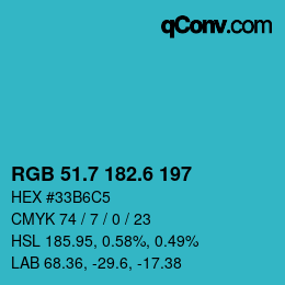 カラーコード: RGB 51.7 182.6 197 | qconv.com