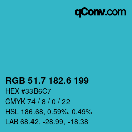 カラーコード: RGB 51.7 182.6 199 | qconv.com