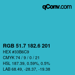 カラーコード: RGB 51.7 182.6 201 | qconv.com