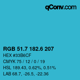 カラーコード: RGB 51.7 182.6 207 | qconv.com