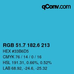 カラーコード: RGB 51.7 182.6 213 | qconv.com