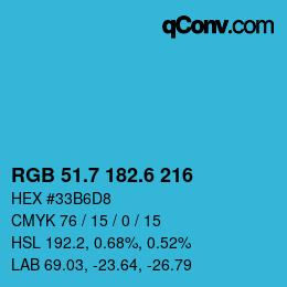 カラーコード: RGB 51.7 182.6 216 | qconv.com