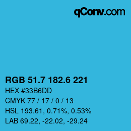 カラーコード: RGB 51.7 182.6 221 | qconv.com