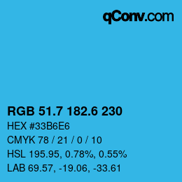 カラーコード: RGB 51.7 182.6 230 | qconv.com