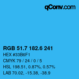 カラーコード: RGB 51.7 182.6 241 | qconv.com