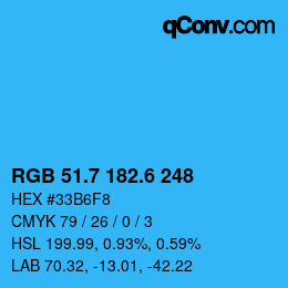 カラーコード: RGB 51.7 182.6 248 | qconv.com