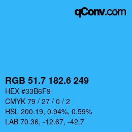 カラーコード: RGB 51.7 182.6 249 | qconv.com