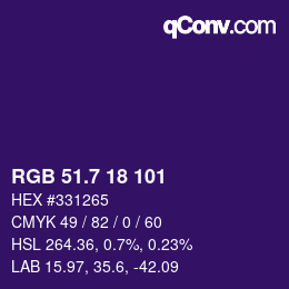 カラーコード: RGB 51.7 18 101 | qconv.com